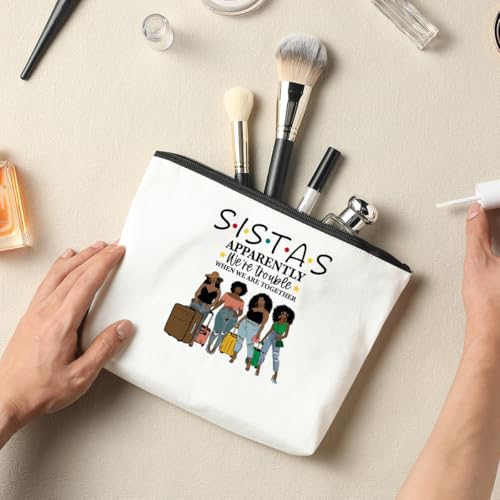 6 Pcs Sister Gifts: Girls Trip Favors Makeup Bag - Besties Females Christmas Cosmetic Bag - Weekend Bags for Women Vacation Bachelorette Party