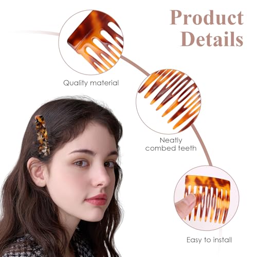 Hair Clips, 4 Pack French Comb or Women Decorative French Twist Hair Styling Accessories - Womens French Side Comb for Fine, Stylish Decorative Clips Tortoise, Brown