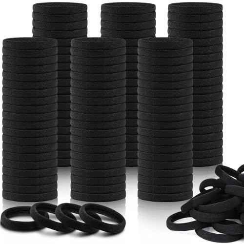 150PCS Hair Ties, IKOCO Black Hair Ties for Women No Damage, Cotton Seamless Ponytail Holders for Thick Hair