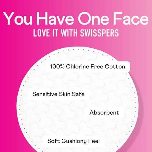 Swisspers Premium Cotton Rounds - 100% Chlorine Free Cotton Face Pads for Makeup, Nail Polish Removal - Dermatologist Tested and Hypoallergenic, Made in USA - 100 Pads (Pack of 3)
