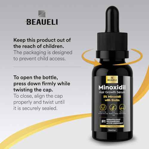 5% Minoxidil for Men and Women, Hair Growth, Beard Growth, Hair Regrowth, Unscented Drop, 3 Fl Oz, 3 Bottles