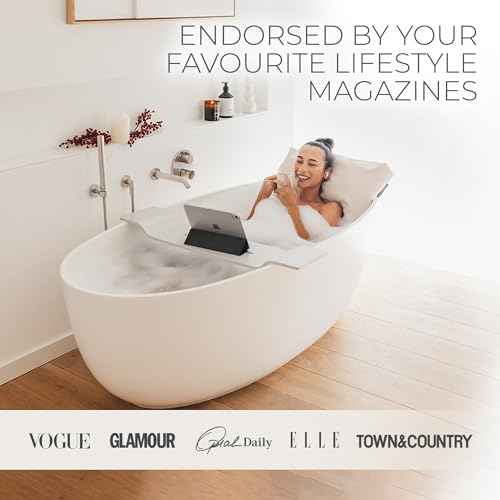 BADESOFA¢ç Luxury Bathtub Pillow L - Large Bath Pillow for Therapeutic Neck and Back Support Quick-Drying - Full Body Bath Tub Cushion - Luxury Spa Cushion in Ivory Pearl