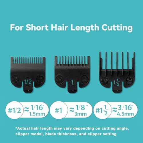 Clipper Guards Set Compatible with Most Wahl Clippers, Clipper Guides Replacement - 1/16" to 3/16", 3 Piece Set, Black Color