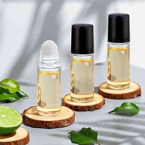 12 Pcs 30ml/1oz Roll On Bottles Empty Essential Oil Roller Bottle Clear Glass Bottle with Plastic Roller Ball & Black Lid for Perfume Cosmetic Oils
