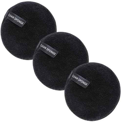 1/3pcs Reusable Discs Makeup Remover Wipe Cotton Pads Microfiber Makeup Face Towel Cloth Washable Sponge Skin Care Cleaning(3pcs Black)