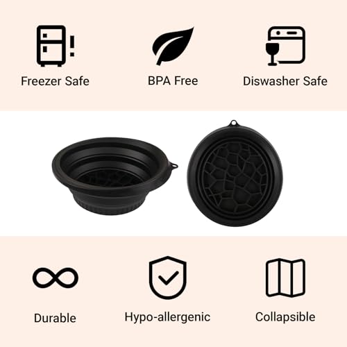 Face Bowl for Ice with Built-In Ice Tray,Ice Bath Collapsible Silicone Bowl,Facial Plunge Bowl, for Face Cooling Portable Spa Tool for Home & Travel £¨Black£©