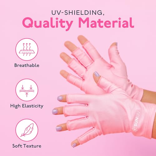 SUNUV LED Gloves for Gel Nails, UPF 50+ Anti UV Gloves for Gel Nail Lamp, Professional UV Gloves for Nail Techs