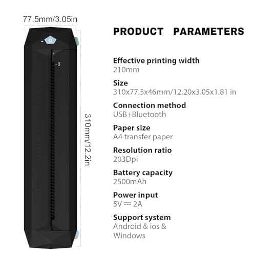 KVM Wireless Tattoo Thermal Stencil Printer Bluetooth or USB Interface Thermal Paper or Transfer Paper Printing Quick Stencil Printer for Tattoo Artists and Beginners with Smartphone & Laptop