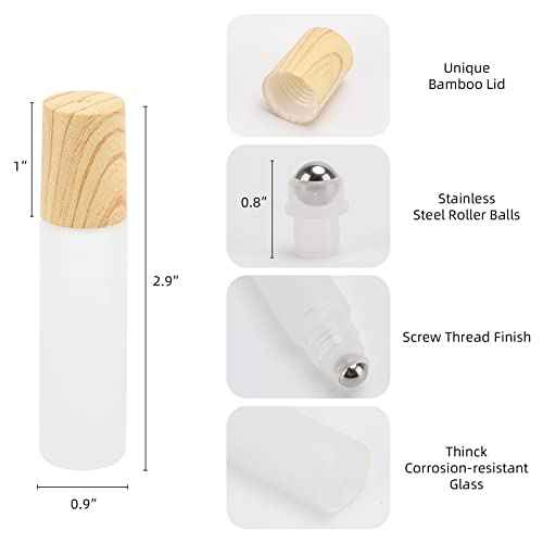 Tbestmax 12 Pcs 10 ml Glass Roll on Bottle with Lid for Essential Oils, Refillable Clear Perfume Sample Bottles with Stainless Steel Roller Ball