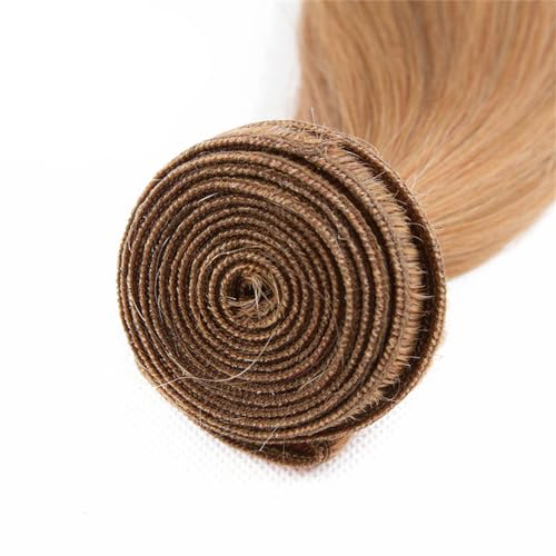 Color #27 Bundle Honey Blonde Straight Human Hair Bundles Brazilian Grade 8A Virgin Hair Extensions 24 24 24 Inch Double Weft 27 Straight Hair Weave