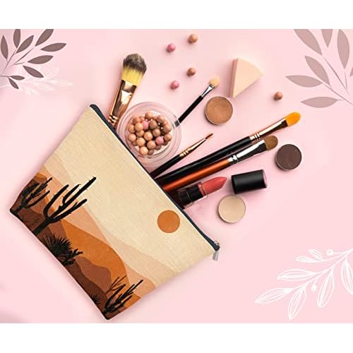Boho Lover Gift for Women Girls, Abstract Boho Sun Cactus Desert Landscape Cosmetic Bag Gift Idea for Girls Women, Bohemia Boho Travel Makeup Bag, Gifts for Boho Lovers Teen Girls Women