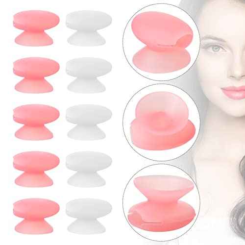 20 Pcs Silicone Lip Brush Covers and Brushes for Lip Sticks, Gloss, Balm and Other Cream Makeup Products(Pink, White)