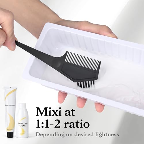 Hair Bleach Kit,High Performance Up to 8 Levels of Lift for Hair Highlights & Lightening,Complete kit with Tint Bowl,Brush,Gloves & Cap,Hair Mask.