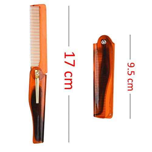 Kare & Kind Folding Pocket Comb for Men - 4 Pc Fine Tooth Comb (2 Brown and 2 Black Set) - For Styling Hair, Mustache, Beard - Men's Grooming - Ideal Gift