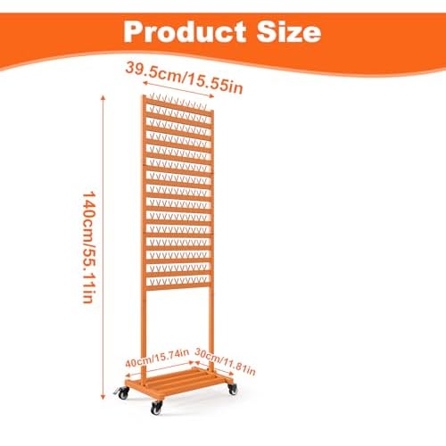 Metal Braiding Hair Rack 300 Pegs, Height Adjustable, Mobile Hair Holder Organizer with Wheels, 2 Sided Extension Separator Stand, Standing Storage for Stylists, Braiders, Salon, Beauty School