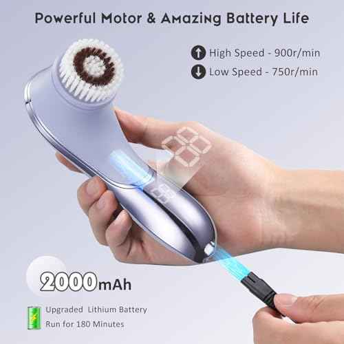 Facial Cleansing Brush Face Scrubber Exfoliator Rechargeable IPX7 Waterproof Electric Spin Cleanser Device for Exfoliating, Massaging and Deep Cleansing Removing Blackhead, Face Massaging
