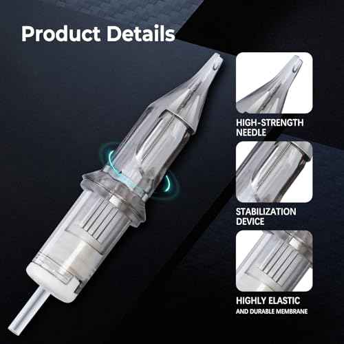 Pro Tattoo Needles Cartridges,20pcs #12-09RL Round Liner Disposable Cartridges Needles for Tattoo Machine Pen,Needle Cartridges for Tattooing