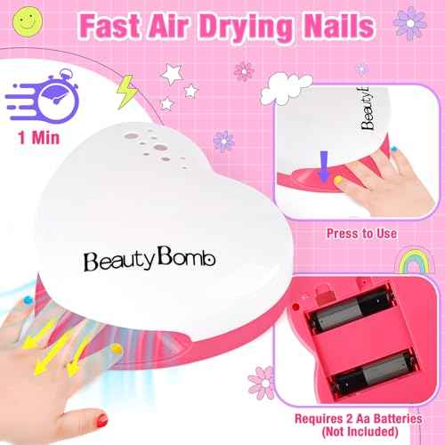 Kids Nail Polish Set for Girls with Dryer, Non-Toxic Nail Kit for Girls Ages 8-12 Water Based, with Fake Nail Art Salon, Girl Toys Christmas Birthday Gifts for Girls 8 9 10 11 12