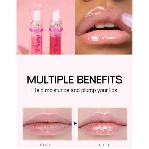 3 Colors Lip Plumping Booster, Spicy Lip Plumper Gloss Lip Plumping Oil, Ultra-Hydrating Nourishing Plump and Pout Lip Plumper, Glossy Finish Fuller Natural Lip Makeup Christmas Day Gifts-01#02#06#
