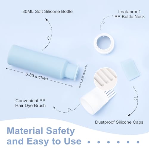 2 Packs Silicone Hair Oil Applicator, 2.7 Ounce Root Comb Applicator Bottle for Hair Dye, Hair Dye Comb Brush, Scalp Oil Applicator Bottle