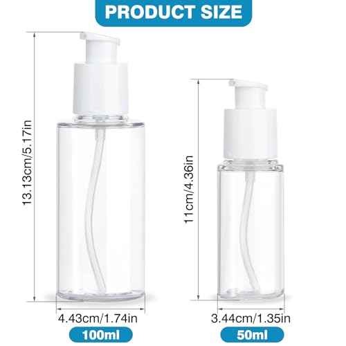Travel Pump Bottle 2pcs Cosmetic Pump Container Refillable Clear Lotion Bottles for Cream and Pure Essential Oils to Travel and Bathroom