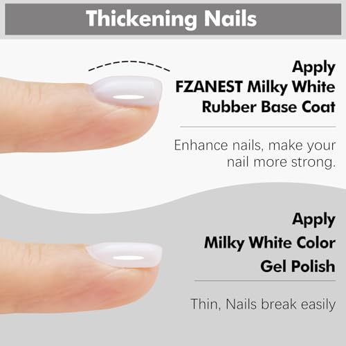 FZANEST Builder Gel for Nails, Milky White Gel Polish Rubber Base For Nails Strengthener Extension Apex Building Repair UV LED Color Base Nail Polish in Bottle