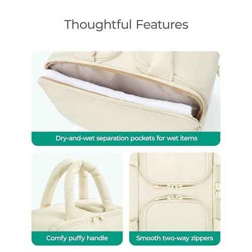 BAGSMART Travel Toiletry Bag, Puffy Large Toiletry Bag for Women, Lightweight Cosmetic Makeup Bag Organizer with Handle for Traveling, Accessories, Essentials, Toiletries (Black)