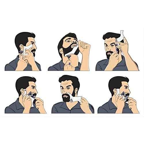 Men's Beard Shaping Tool With Inbuilt Comb Transparent Template Styling Comb Templates for Goatee Mustache Sideburns, Jaw Cheek/Neck Line, Symmetric/Curve/Step Cut (Clear-2pcs)