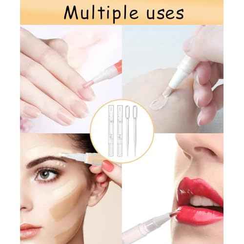 6 Pcs 3ml Empty Cuticle Oil Pen with 4 Pcs Transfer Pipettes - Transparent Nail Oil Twist Pens with Brush Tip for Nail Oil, Eyelash Growth Liquid, Cosmetic Lip Gloss Container Applicators