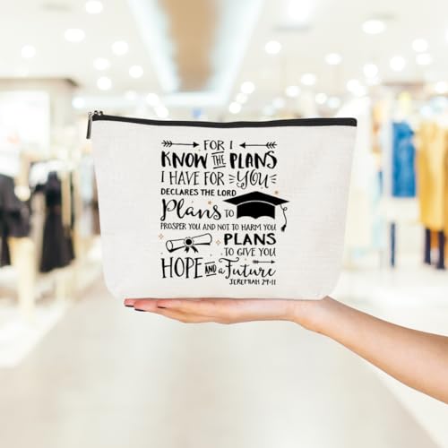 Inspirational Graduation Gifts Cosmetic Bag Makeup Bag Class of 2024 Christian Phd Graduation Gifts Bible Verse Congratulations Gift University College Masters Degree Graduation Gifts for Women Nurse