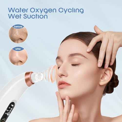 Blackhead Remover Vacuum - Water Cycle Facial Pore Cleaner with 3 Adjustable Suction Power 6 Probes USB Rechargeable - Blackhead Extractor Tool Kit for Women & Men