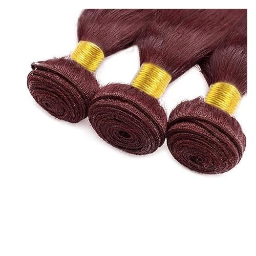 Brazilian Human Hair Bundles 26 28 30 Inch Burgundy 99J Straight Bundles Human Hair 100% Unprocessed 10A Quick Weave for Black Women Soft Sewn In with Double Weft