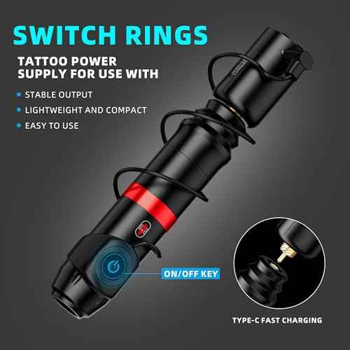 Tattoo Gun Kit with Wireless Rotary Tattoo Machine, 1500mAh Battery, 20 Tattoo Cartridge Needles, 7 Tattoo Inks, Tattoo pen for Beginners and Professionals (Black)