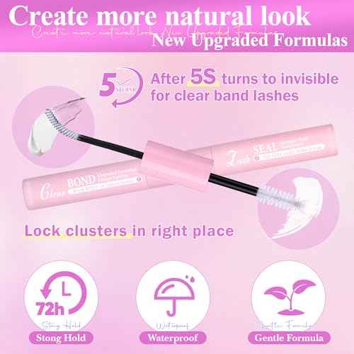 Wispy Lash Clusters Kit Venus Invisible Band Eyelash Clusters 8-16mm Lash Extension Kit Natural Lashes Clusters Eyelash Extension Kit with Thin Band Lash Cluster Clear Lash Glue and Tweezers by Wtvane