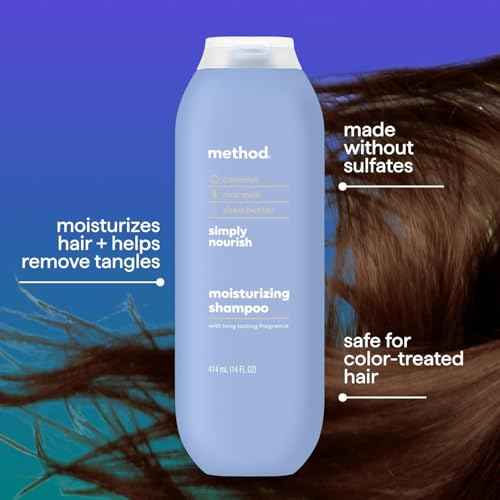 Method Moisturizing Shampoo, Simply Nourish with Shea Butter, Coconut, and Rice Milk Scent Notes, Paraben and Sulfate Free, 14 oz (Pack of 1)