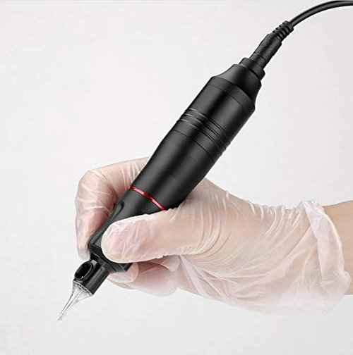 BZTANG Complete Beginner Tattoo Kit Motor Pen Machine USA Color Inks Power Supply Set Needles (black)