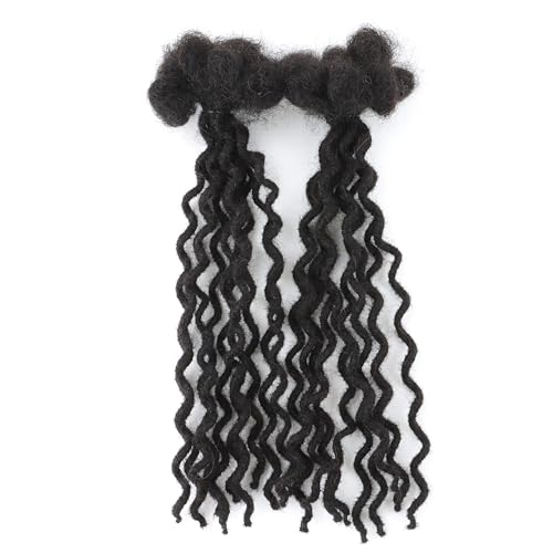 10 Inch 30 Strands Curly Loc Extensions Human Hair, 0.4cm Width 100% Human Hair Dreadlock Extensions for Men/Women, Can be Dyed Soft Dreads Extension