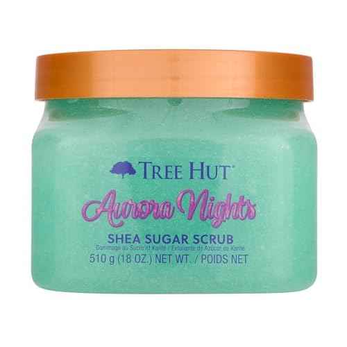 Tree Hut Aurora Nights Shea Sugar Scrub, Exfoliating, Hydrating & Moisturizing Body Scrub with Shea Butter & Nourishing Essential Oils, Smooth & Soften Skin, 18 oz