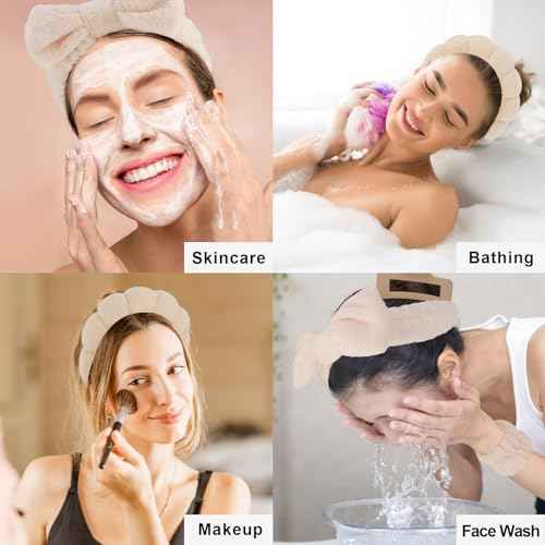 Canitor Spa Headband Wristband Set with Hair Clips Skincare Headbands for Washing Face Skin Care Puffy Makeup Headband Wrist Bands Preppy Teen Girl Gifts Cute Trendy Stuff Hair Accessories for Women