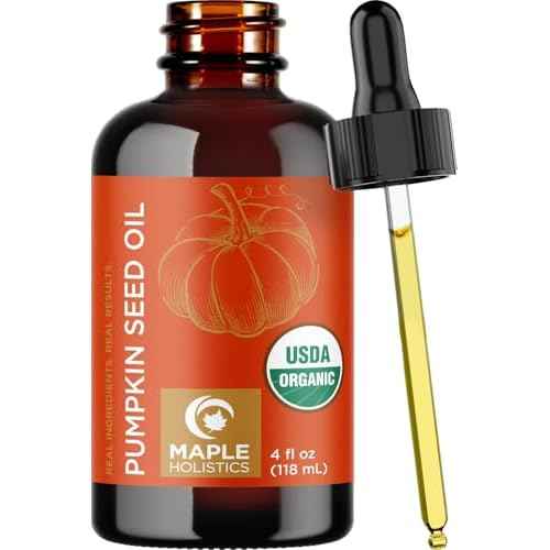Pumpkin Seed Oil Organic Certified - 100% Pure Organic Pumpkin Seed Oil for Hair and Anti Aging Face Oil - USDA Organic Hair Oil for Dry Hair and Volume - Virgin Cold Pressed & Unrefined (4oz)