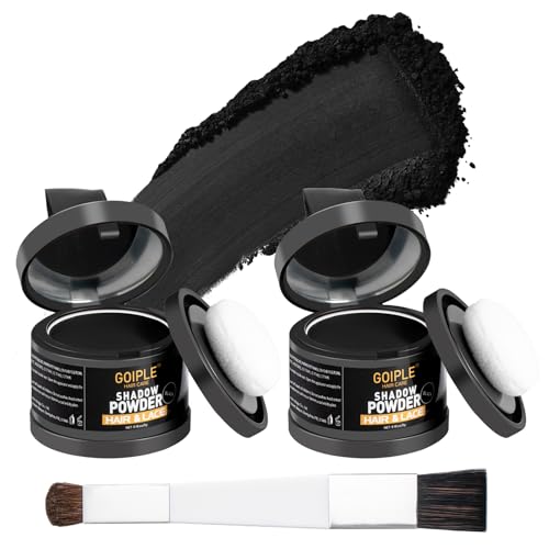 Root Cover Up Powder Hairline Powder for Women Root Touch Up Hair Color for Bald Spots, Eyebrows, Beard Line, Light-Blonde Hair Fibers for Thinning Hair Shadow Cover Up 2 Pack (Black)