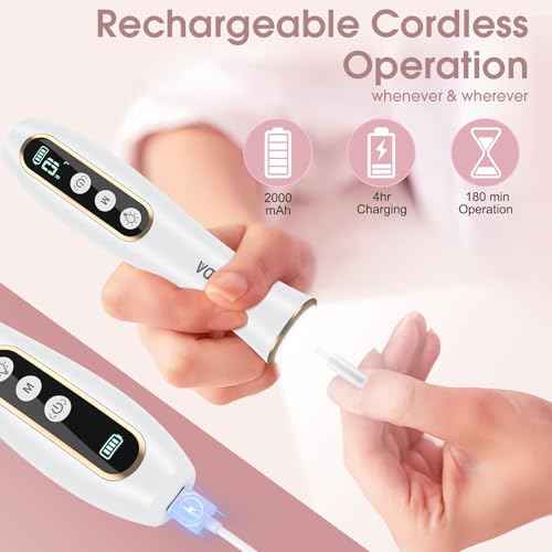 Professional Manicure Pedicure Kit, Cordless Electric Nail Drill with 360¡Æ LED light&10 Speeds, Rechargeable Pedicure Tools for feet, Hand Foot Care Nail Drill for Thick Nail Toenail Cuticle Women Men