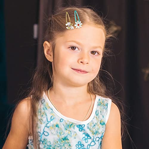 Girls Unicorn Hair Clips Toddler Girls Snap Clips with Cute Flower Pattern,Lovely Rabbit Metal Snap Hair Pins,Cute Flower Hair Clip for Toddlers Kids(B)