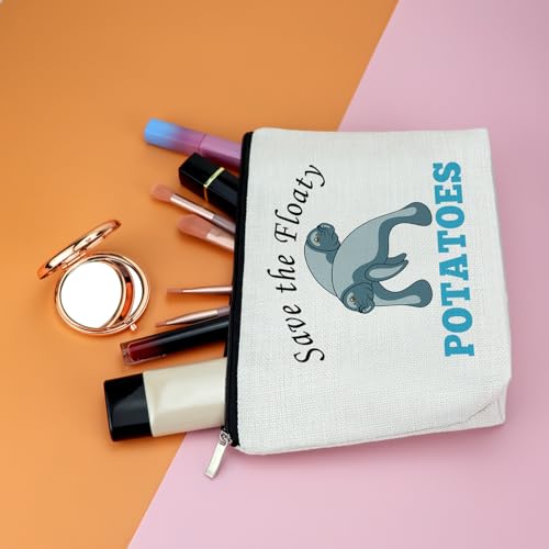 Funny Manatee Gift Manatee Lover Gift for Women Manatee Makeup Bag Sea Animal Lover Gift Friendship Gifts for Manatee Mom Friends Birthday Christmas Gift for Sister Besties Travel Cosmetic Pouch