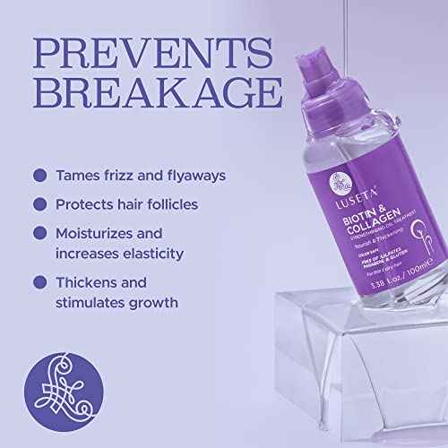 L LUSETA Biotin Hair Growth Serum with Collagen, Hair Oil for Thin and Damage Hair Growth Oil, Biotin growth serum for Frizzy & Damaged hair, Thickening and Healthier Scalp for Men & Women 3.38 Fl Oz