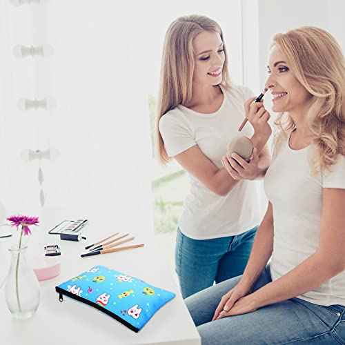 12 Pieces Teeth Makeup Bag Cute Cosmetic Bag for Nurse Women Dental Dentist Gift Colorful Toiletry Bag Multifunctional Polyester Bag with Zipper Teeth Printed Accessories (7.09 x 4.33 Inch)