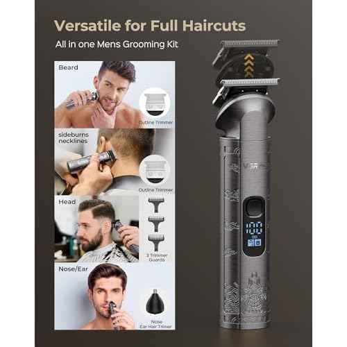 Hair Clippers & Trimmers Set for Men Professional, Waterproof Electric Razor Foil Shaver for Men Face Beard, Cordless for Hair Cutting, 4-Speed Setting, LED Battery Display, Barber or Home Use
