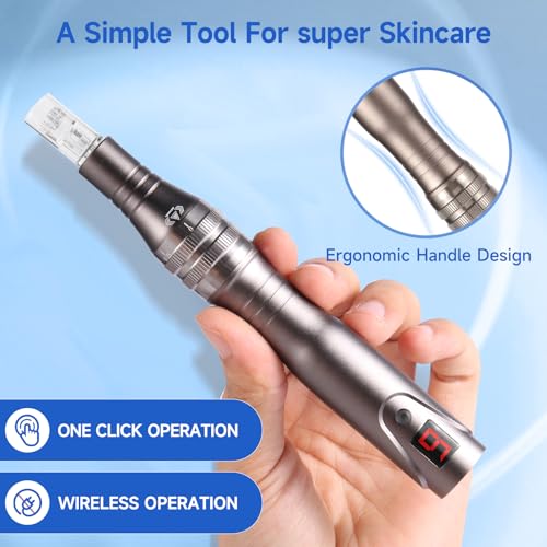 0.25mm Home Use Microneedle Derma Roller Pen, Derma Pen for Women Men - Microneedling Skin Care Beauty Kit Tool for Face Hair Beard