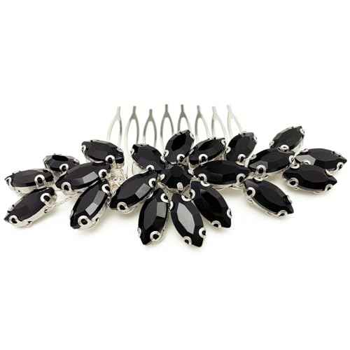 BETITETO Bridal Crystal Hair Piece Rhinestone Wedding Small Hair Comb Accessories for Women Girls (Black)