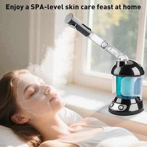 2-in-1 Hair and Face Steamer, Hair Steamer Humidifier for Deep Conditioning & Facial Steamer for Deep Cleaning, Tabletop Steamer with UV Ozone for Personal Care Use Home Spa Salon